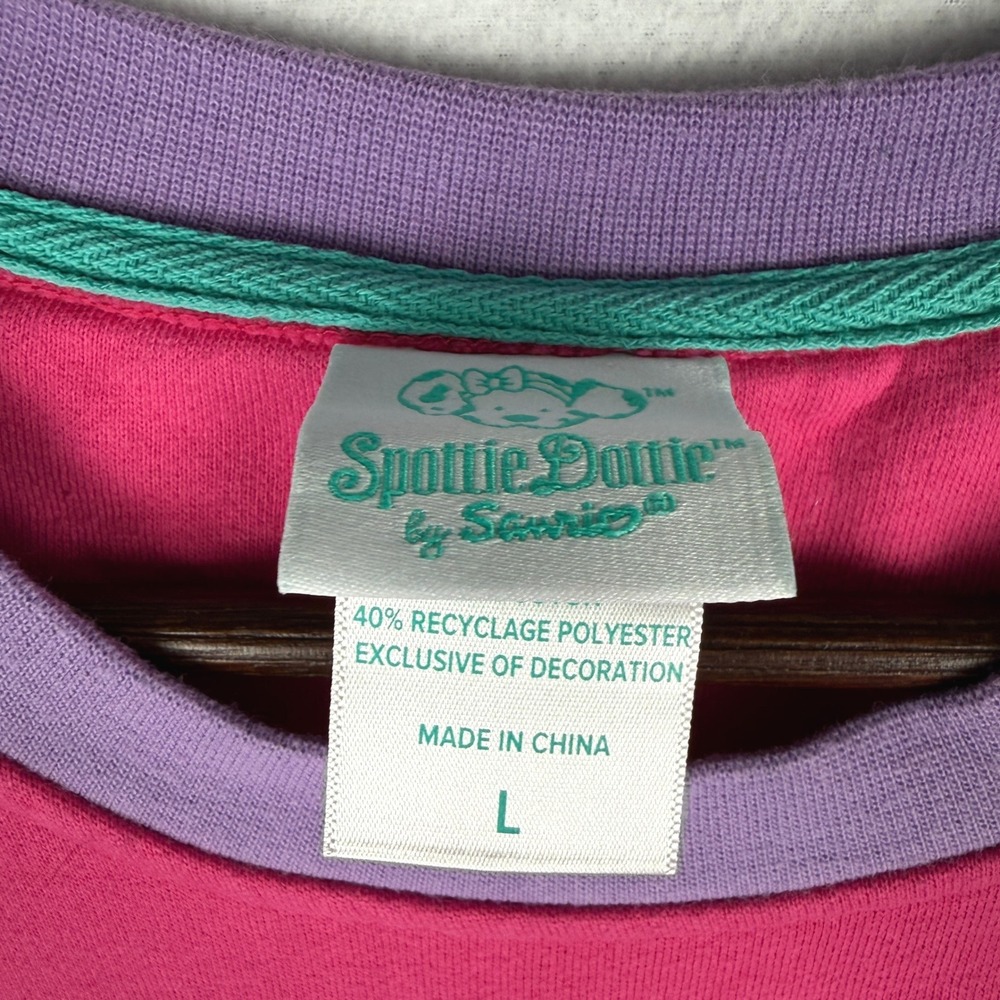 Sanrio Spottie Dottie Sweatshirt Women L Pink Colorblock BoxLunch Pullover - Picture 3 of 8